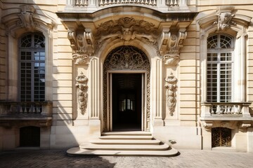 Entrance of historical palace near French capital. Generative AI