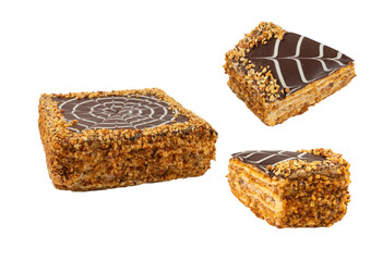 Tasty esterhazy cake isolated on white.