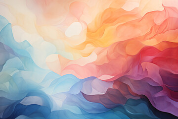 Fototapeta premium Abstract Background 3D shape wave colorful water color painting style