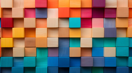 multi color background of wooden blocks - obrazy, fototapety, plakaty