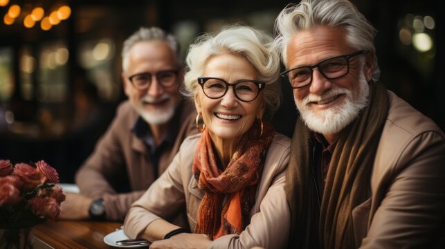 An Elderly Happy Couple Enjoying Life In A Cafe