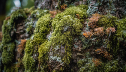 Organic growth in nature beauty, close up of autumn forest generated by AI