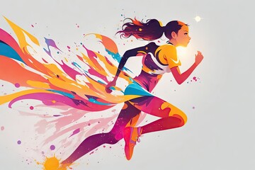 abstract colorful runner girl, sport concept ai generative