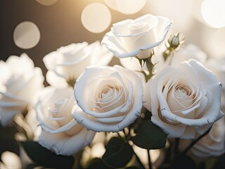 Vintage Classic deep white rose bouquet. ai generative