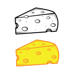 cheese piece on white background in outline style