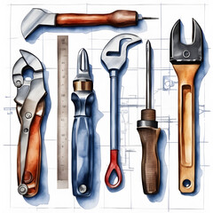 Set of necessary construction tools