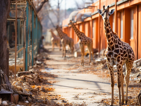 giraffe walking in the zoo UHD wallpaper Stock Photographic Image