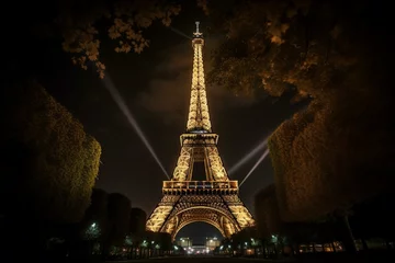 Foto op Canvas Eiffel tower at night with a radiant glow. Generative AI © Axl