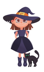 halloween witch with black cat