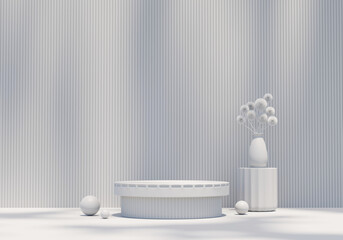 Abstract Minimal Modern White Podium Platform For Product Display Showcase 3D Rendering