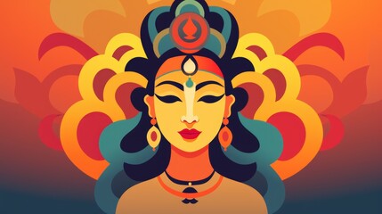 Goddess Lakshmi abstract art illustration background. Happy Diwali festival of light Indian celebration concept..