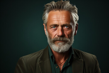 Studio portrait of middle age man on different colours background