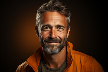 Studio portrait of middle age man on different colours background