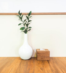 Ceramic vase placed on a wooden table