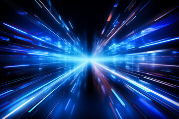Obraz premium Abstract blue geometric line element background with futuristic technology vibes and a high-speed movement wallpaper illustration 