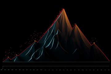 A graphic of a peak with an ascending data line and a descending data line. Generative AI