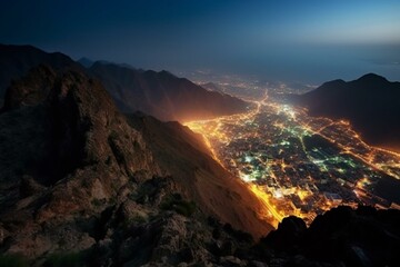 breathtaking panorama of Taif, Saudi Arabia. Generative AI