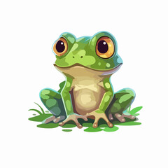 Curious FROG CARTOON ANIMAL STICKER ILLUSTRATION