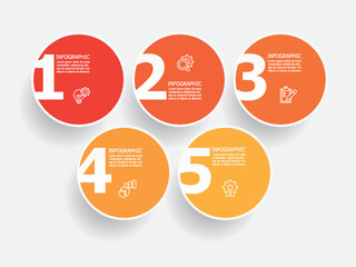 horizontal circle round steps timeline infographic element report background with business line icon 5 steps
