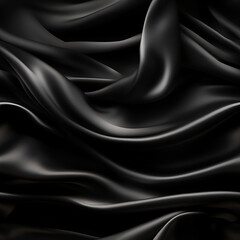 Fototapeta premium Seamless Black Satin texture pattern, Shiny black fabric 