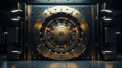 heavily guarded bank vault, with generative ai