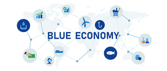 Blue economy concept of sustainable marine sea maritime aspect icon global eco responsible sector