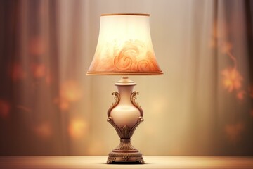 elegant lamp on soft backdrop, plenty of space. digital artwork. Generative AI