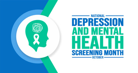 October is National Depression and Mental Health Screening Month background template use to background, banner, placard, card, and poster design. holiday concept with text inscription and standard
