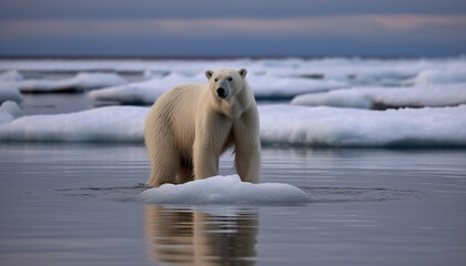 Majestic mammal floating on ice floe in tranquil arctic waters generated by AI
