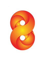 an amazing orange colour infinity logo with the glowing of gradients.