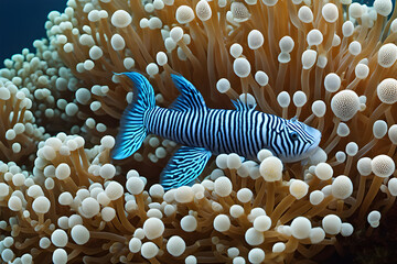 Koralleriff Nahaufnahme mit Fisch Hintergrund