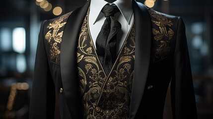 Black suit, male marriage cloth closed up