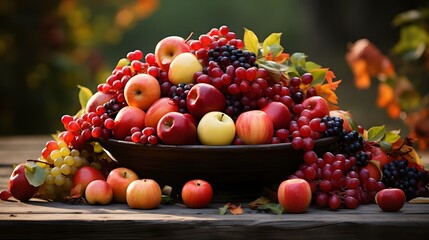Bountiful Harvest of Organic Fruits and Greenery