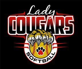 lady cougars volleyball team design for school, college or league sports