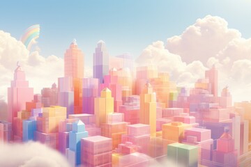 Pastel colored cityscape 