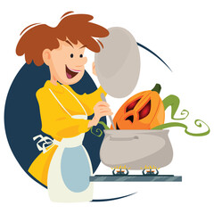 Halloween scene. Illustration for internet and mobile website.