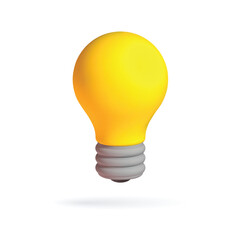 3d yellow lighting bulb icon. 3d vector render simbol ideya solution. Vector illustration