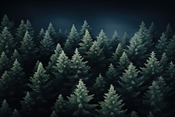 Obraz premium Pine trees in the forest seeing from above