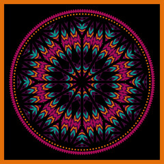 Colored circle pattern with flowers element. Mandala. Round pattern can be used for backgrounds, motifs, textile, fabrics, gift wrapping, templates, carpet, tiles. Vector.