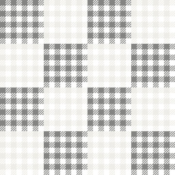 Seamless two tone grey plaid flannel fabric pattern background textile design for wallpaper, texture, printing, clothing. Vector.