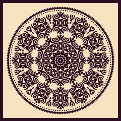 Round Asian Pattern of the nomads of Central Asia and Kazakhstan, Kyrgyzstan. Nomadic ethnic stamp style. Asian ornaments.	