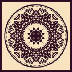 Round Asian Pattern of the nomads of Central Asia and Kazakhstan, Kyrgyzstan. Nomadic ethnic stamp style. Asian ornaments.	