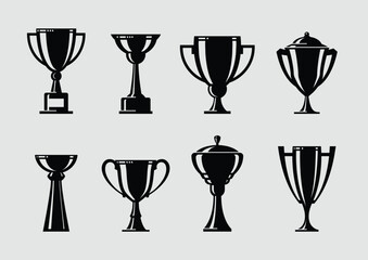 Vector winner cup set icons. Trophy line icon. Symbol or emblem. vector illustration