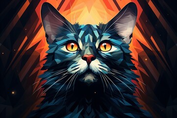 Gato artístico de color azul oscuro mirando al frente