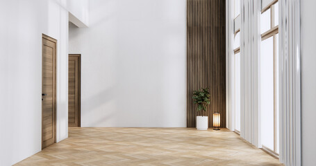 white Empty wooden room, Cleaning japan room interior, 3D rendering