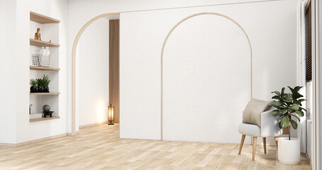 Empty wooden room,Cleaning room interior.