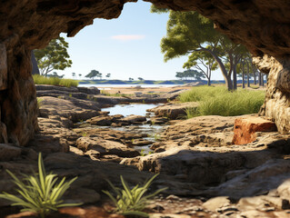 Obraz premium rocks and sea UHD wallpaper Stock Photographic Image