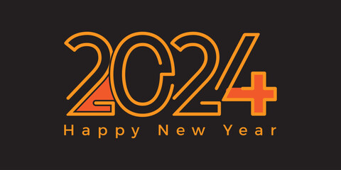 2024 typography logo design concept. Happy new year 2024 logo design
