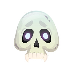 Spooky skull halloween decoration. Vector cartoon Illustration isolated on white.
