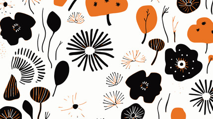 Abstract organic shapes of flower patterns, minimalistic background with abstract shapes, 2D vector illustration.